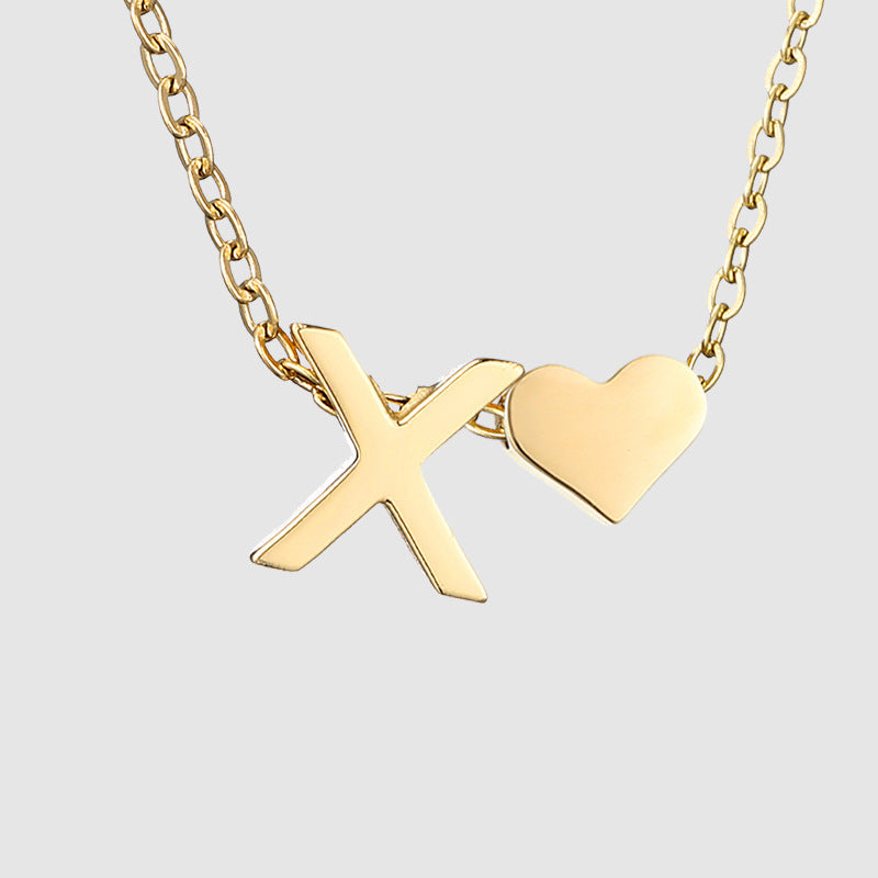 Wholesale Heart Letter Pendant Gold Plated Necklaces